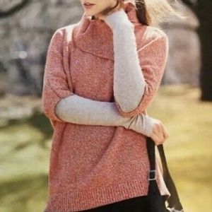 CABI Cowl Neck Sweater - Orange and White Knit
